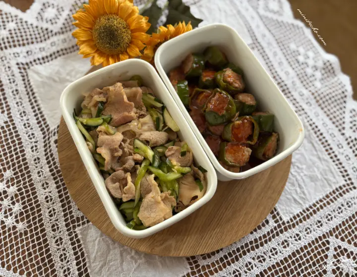 豚しゃぶとピーマンの肉詰め